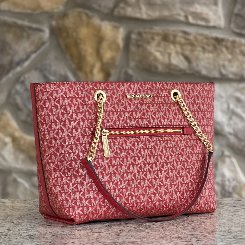 Michael Kors Jet Set Logo Medium Red Shoulder Bag